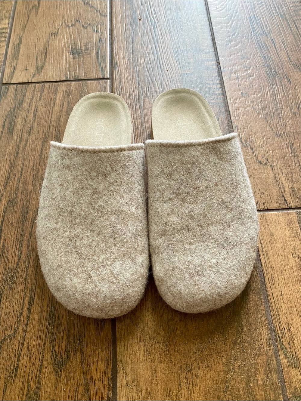 Fulton The House Shoe Women's Slip-On Wool Felt Slippers in Taupe